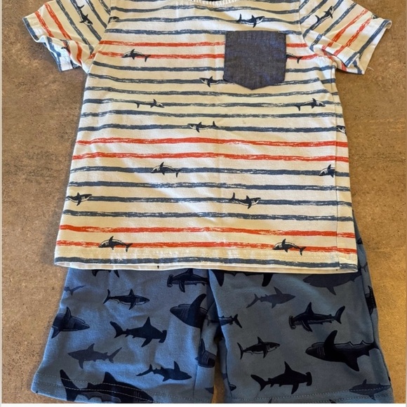 Kids Headquarters - 3T Boy Navy, Orange and White Shark Set - Picture 1 of 7